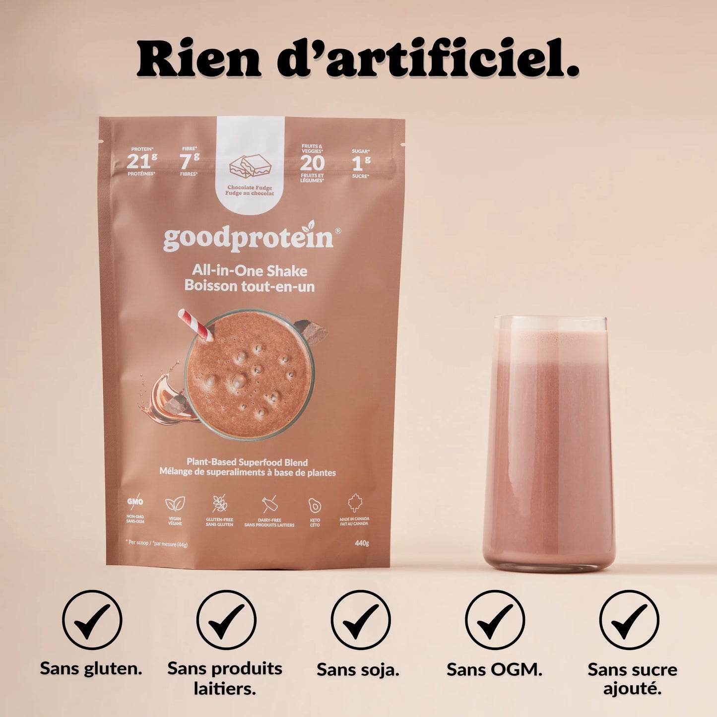 Protéines végétales - Boisson tout-en-un - Fudge au chocolat- Good Protein - 2 formats