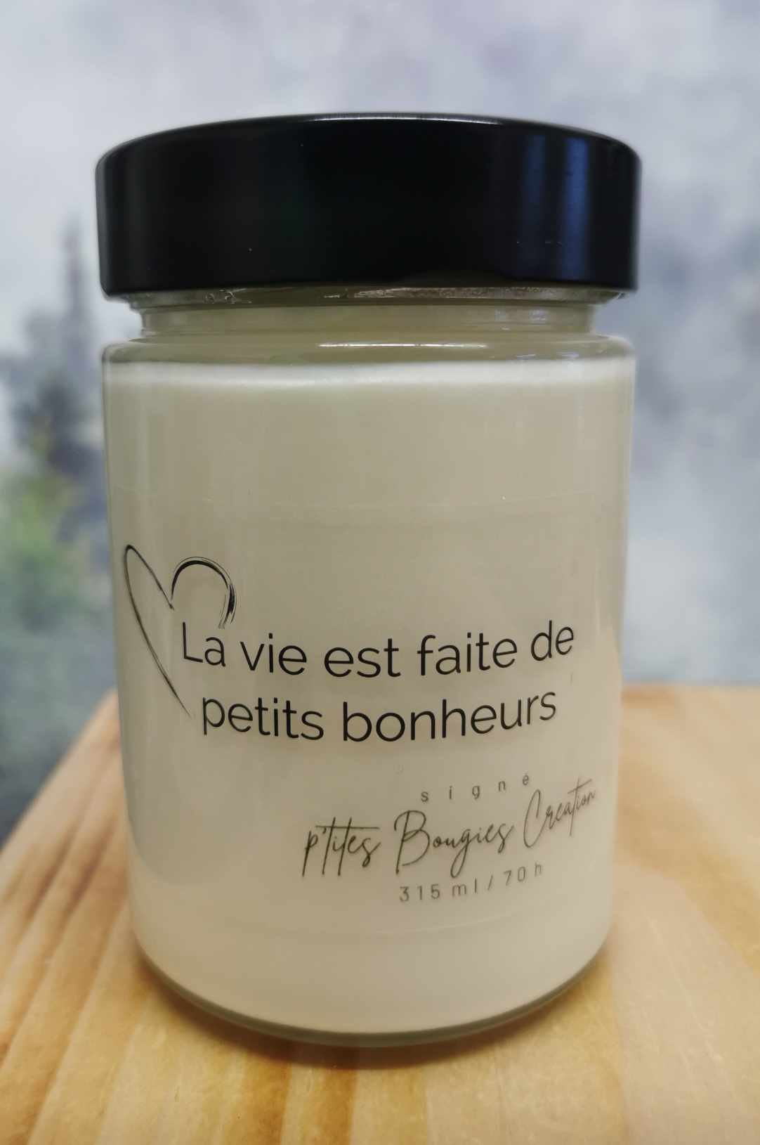 Chandelle de soya - La vie est faite de petits bonheurs - P'tites Bougies Création