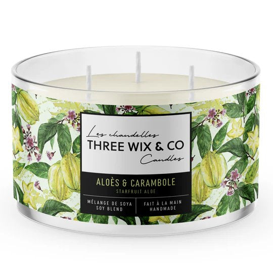 Bougie de soja - Aloès et Carambole - Three Wix & co