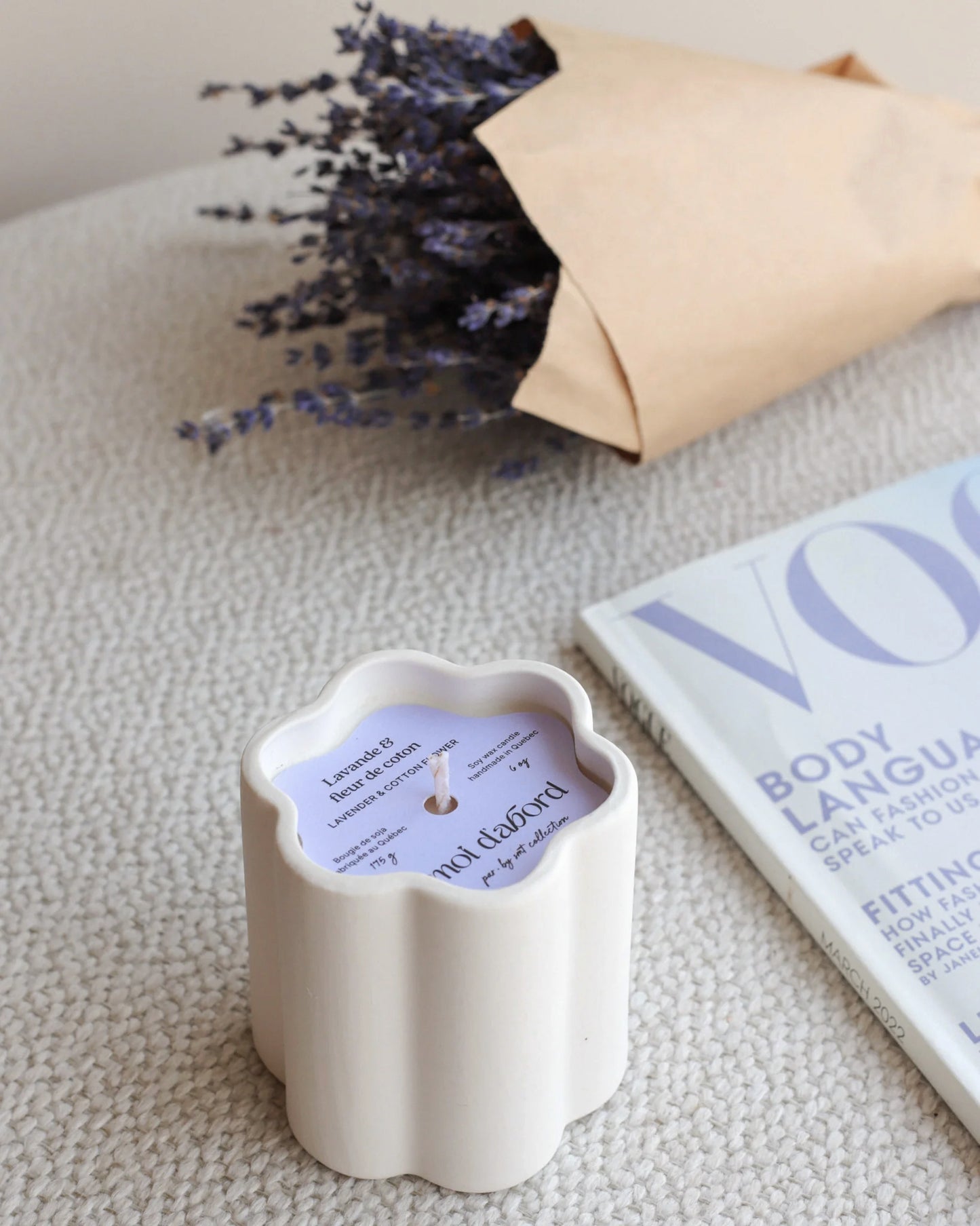 Bougie de soja Fleur - Lavande & Fleur de coton - Moi D'abord - 175g