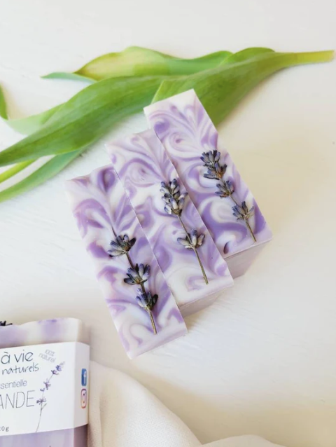 Savon Lavande, Huile Essentielle, Fleurs de Lavande Biologique du Québec - Clé à vie