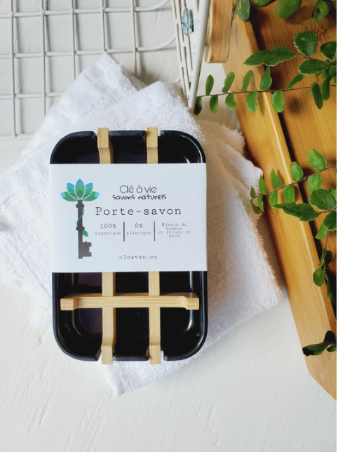 Porte-Savon Noir, 2 Pièces, Écologique en bambou