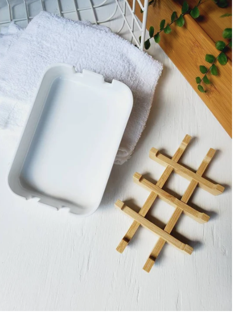 Porte-Savon Noir, 2 Pièces, Écologique en bambou