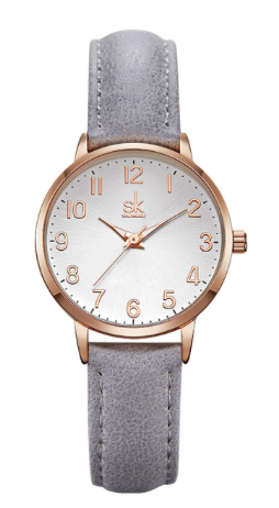 Montre Shengke bracelet gris, boîtier or rose