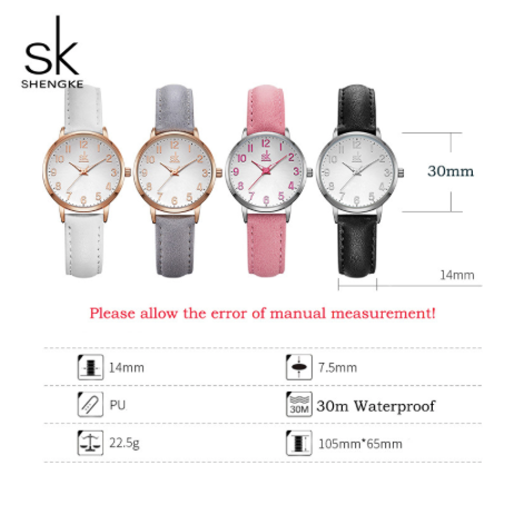 Montre Shengke bracelet gris, boîtier or rose