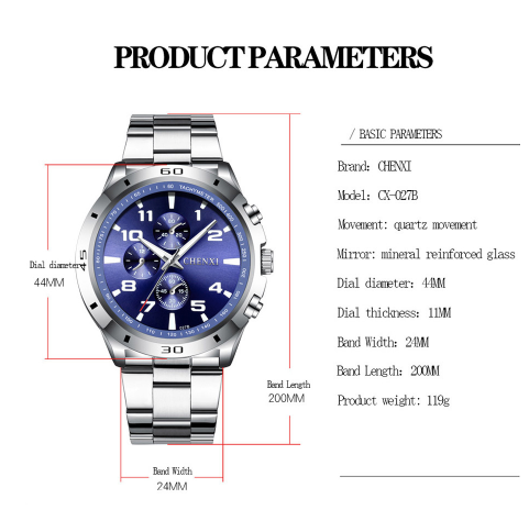 Montre Chenxi fond noir