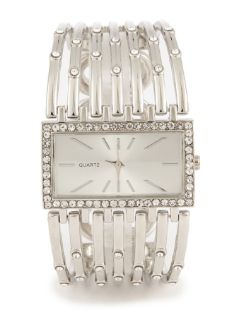 Montre Rectangle large Argent