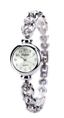 Montre métal femme avec pierres du Rhin