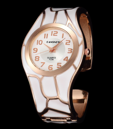 Montre bangle Cansnow blanc et or rose