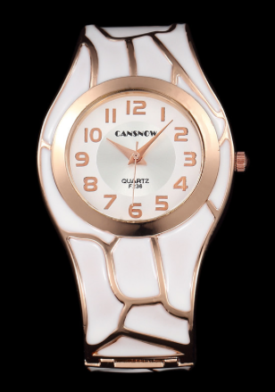 Montre bangle Cansnow blanc et or rose