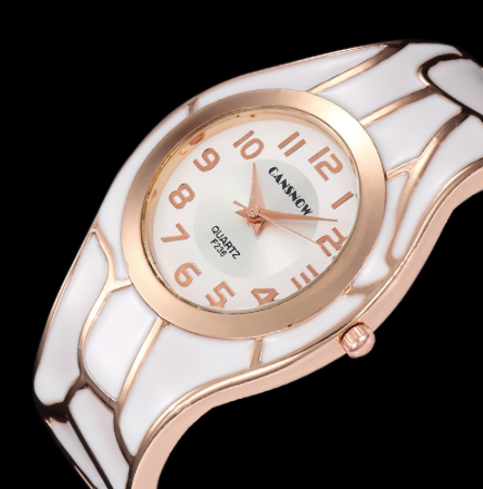 Montre bangle Cansnow blanc et or rose
