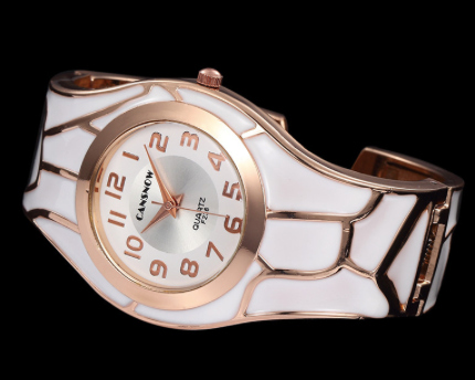 Montre bangle Cansnow blanc et or rose