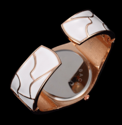 Montre bangle Cansnow blanc et or rose