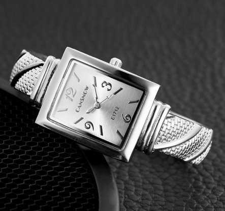 Montre bangle Cansnow rectangle argent
