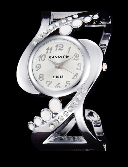 Montre bangle Cansnow argent et blanc