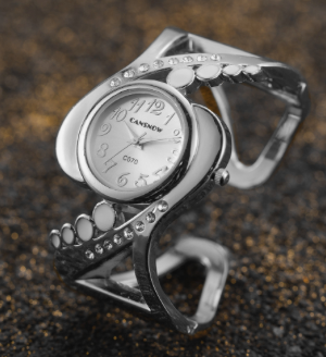 Montre bangle Cansnow argent et blanc