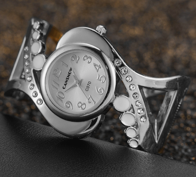 Montre bangle Cansnow argent et blanc