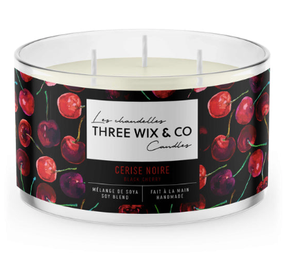 Chandelle de soya - Cerise Noire - Three Wix & Co