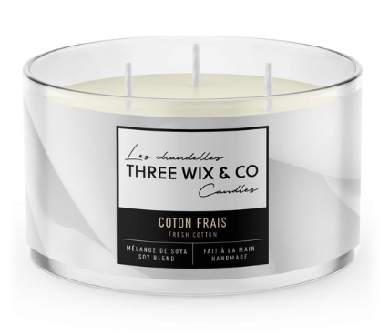 Chandelle de soya - Coton Frais - Three Wix & Co