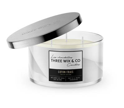 Chandelle de soya - Coton Frais - Three Wix & Co