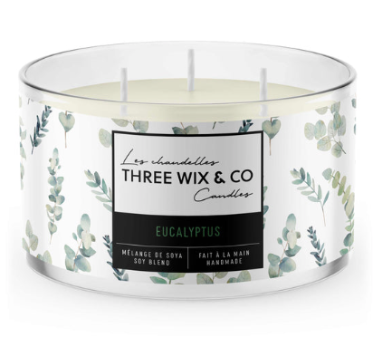 Chandelle de soya - Eucalyptus - Three Wix & Co