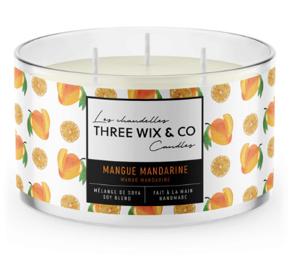 Chandelle de soya - Mangue Mandarine - Three Wix & Co