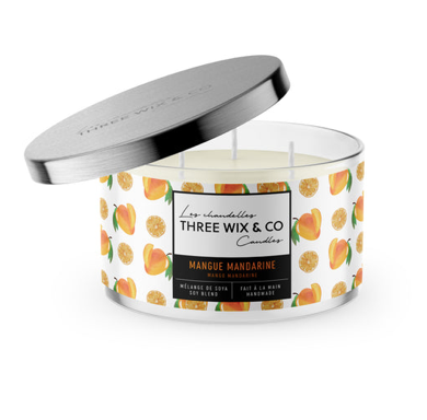 Chandelle de soya - Mangue Mandarine - Three Wix & Co