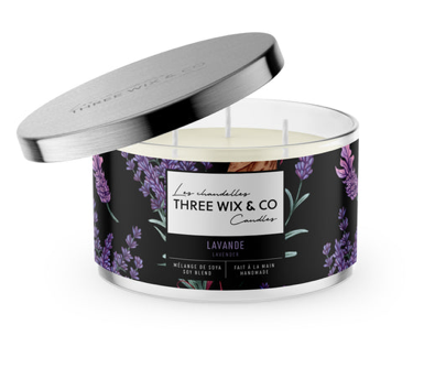 Chandelle de soya - Lavande - Three Wix & Co