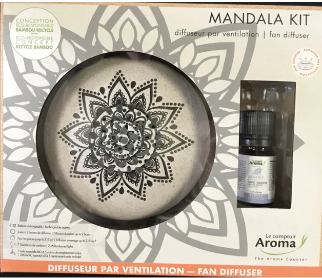 Diffuseur d'huiles essentielles portatif par ventilation - Mandala - Comptoir Aroma
