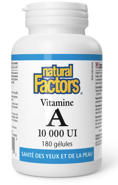 Vitamine A 10 000 mcg - Natural Factors - 180 gélules