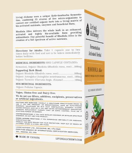 Rhodiola - Soutien à l'endurance et à l'énergie - Living Alchemy - 60 capsules