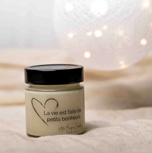 Bougie de soja - La vie est faite de petits bonheurs - P'tites Bougies Création