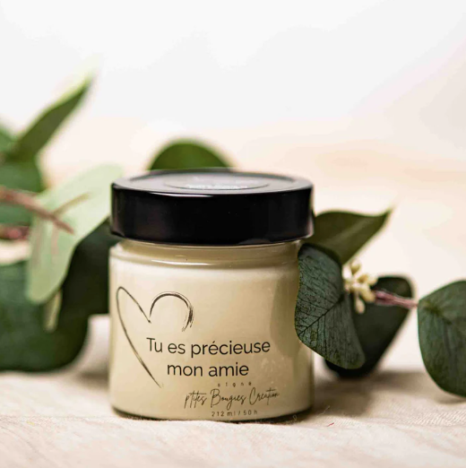 Bougie de soja - Tu es précieuse mon amie - P'tites Bougies Création