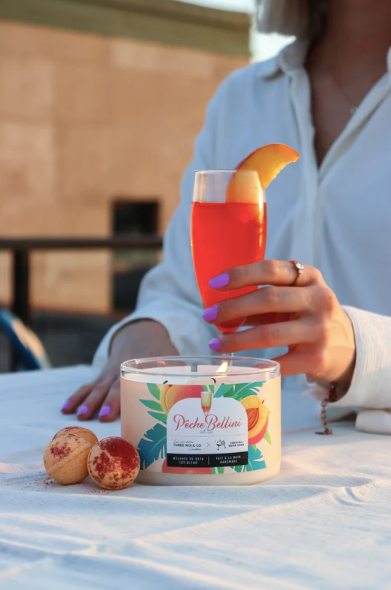 Chandelle de soya - Pêche Bellini - Three Wix & Co