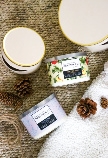 Chandelle de soya - Épinette & Pêche - Three Wix & Co