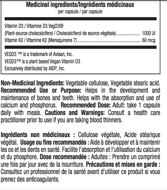 Vitamine D3 et K2 - ATPLab