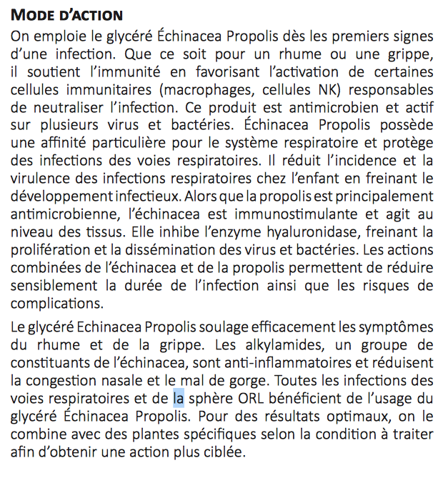 Échinacéa Propolis - Soigne le rhume et les infections des voies respiratoires - Clef des champs - Glycéré sans alcool - 60ml