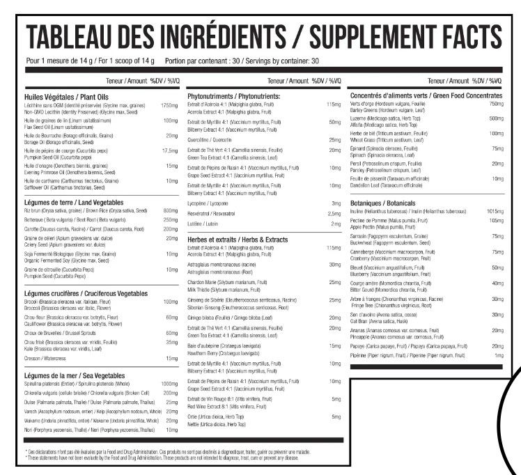 Greens & Berries - Aliments verts et baies - Nova Pharma - Raisin - 420g (30 portions)