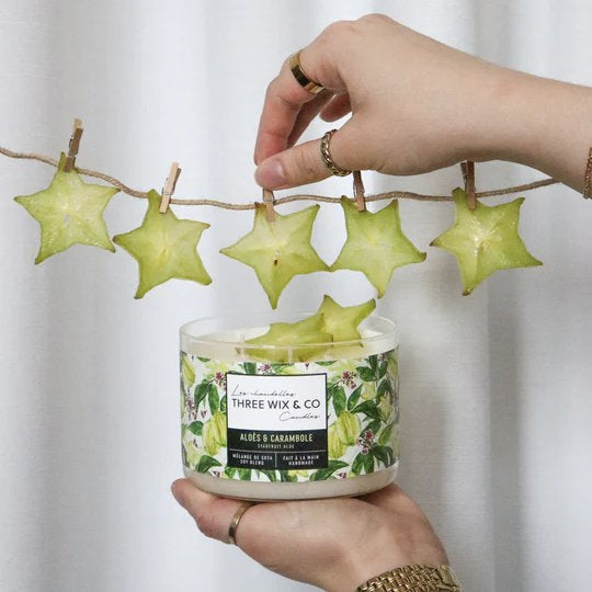 Bougie de soja - Aloès et Carambole - Three Wix & co