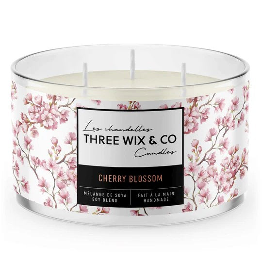 Chandelle de soya 3 mèches - Cherry Blossom - Three Wix & Co