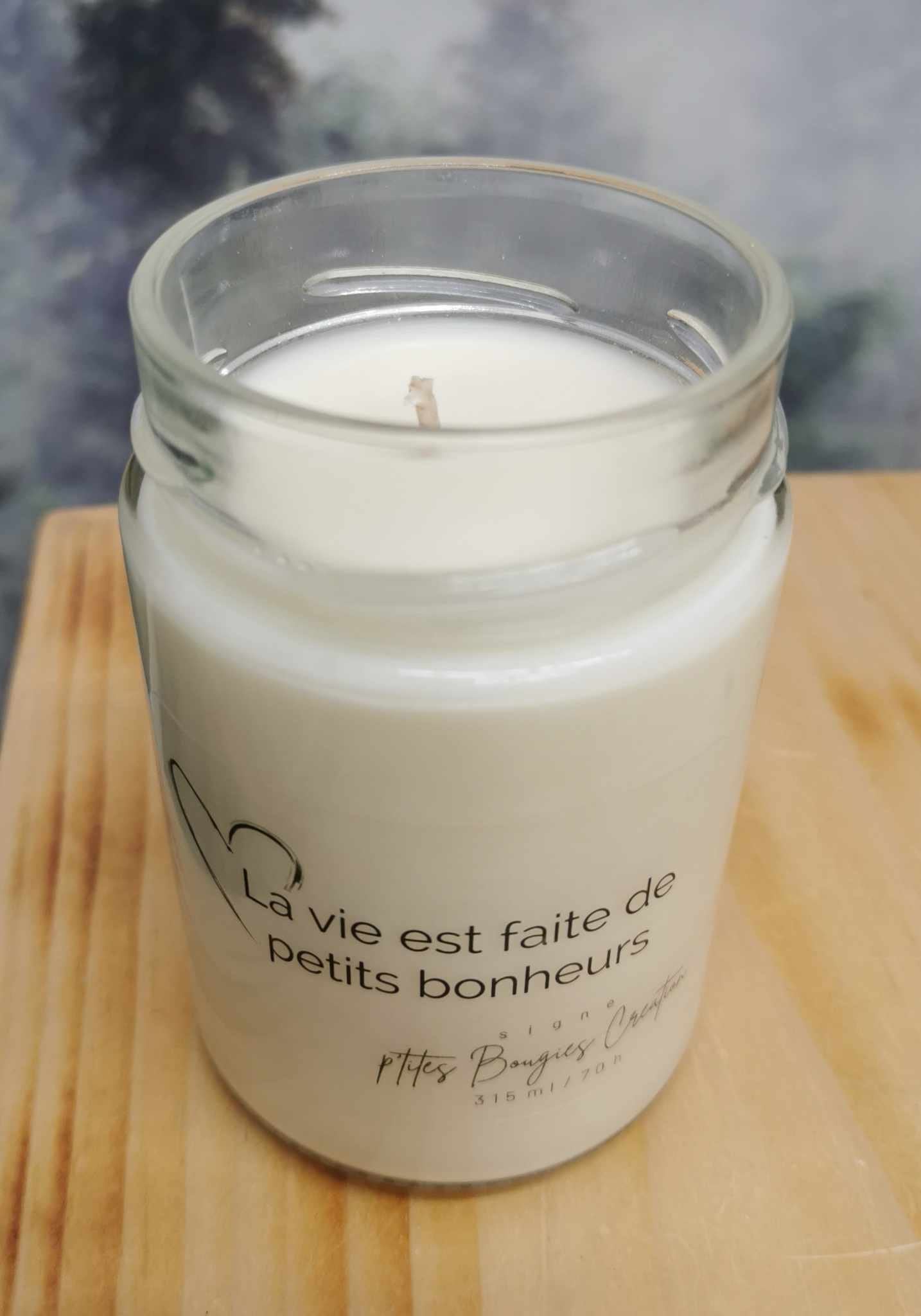 Chandelle de soya - La vie est faite de petits bonheurs - P'tites Bougies Création
