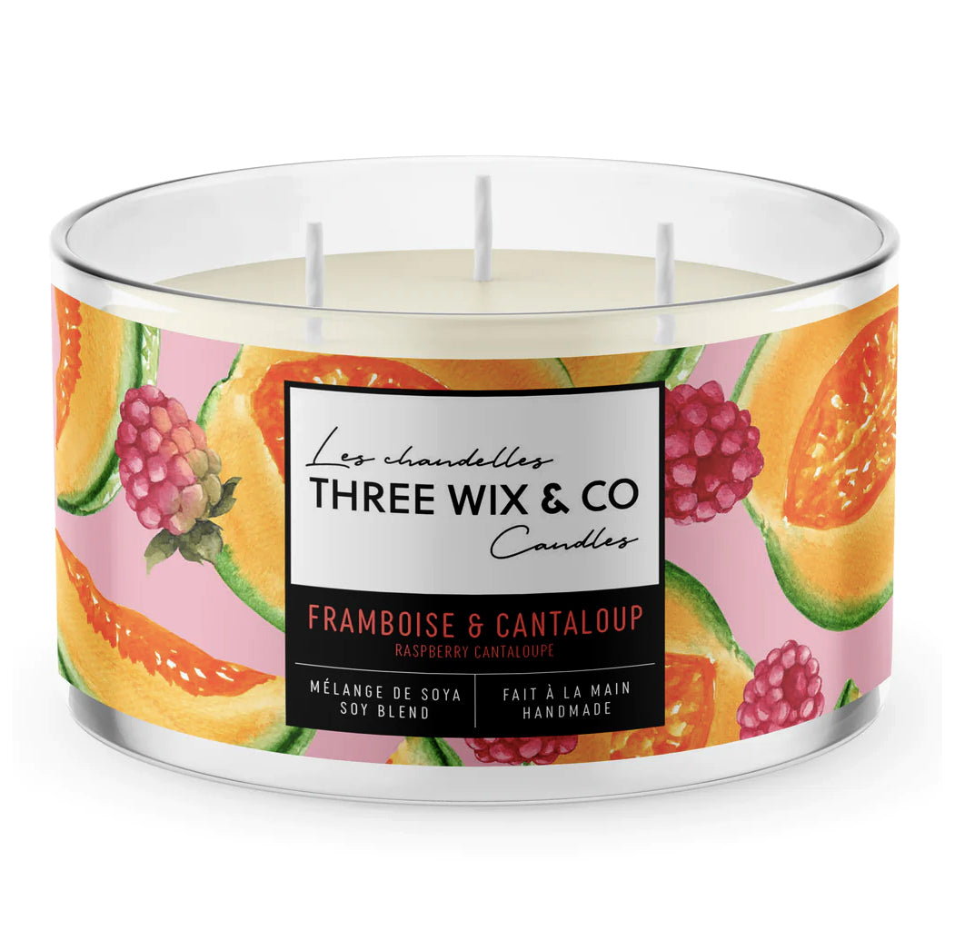 Chandelle de soya - Framboise & Cantaloup - Three Wix & Co