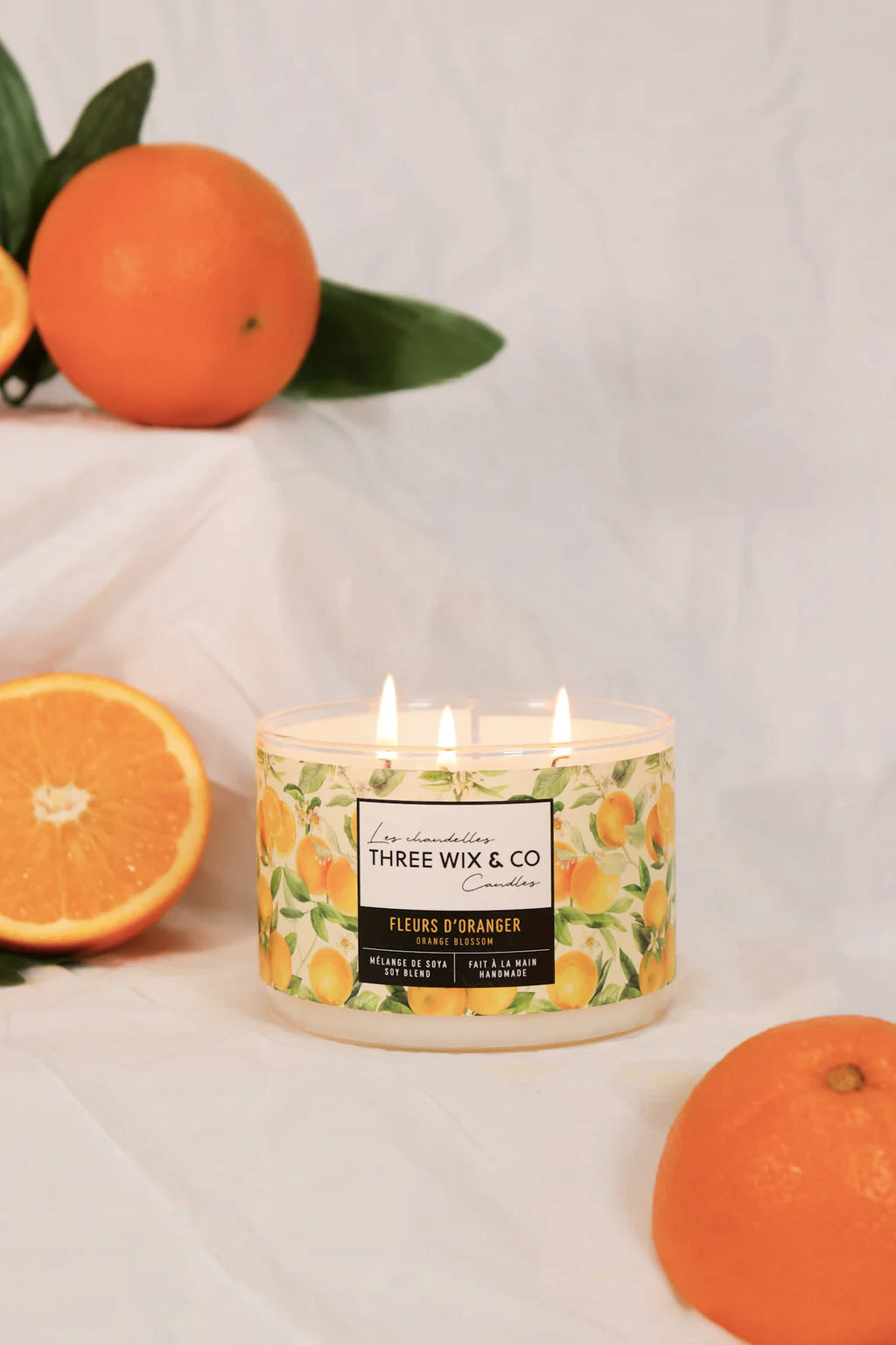 Chandelle de soja 3 mèches - Fleurs d'oranger - Three Wix & co