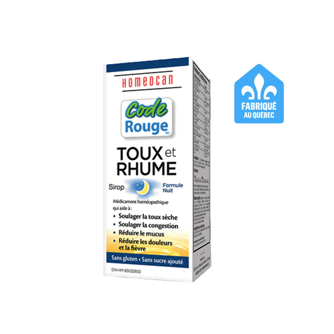 Sirop homéopathique Toux et Rhume Nuit - Code Rouge - Homeocan - 250ml