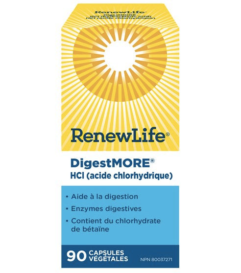 Digestmore - HCL (acide chlorhydrique) - Renew Life - 90 capsules