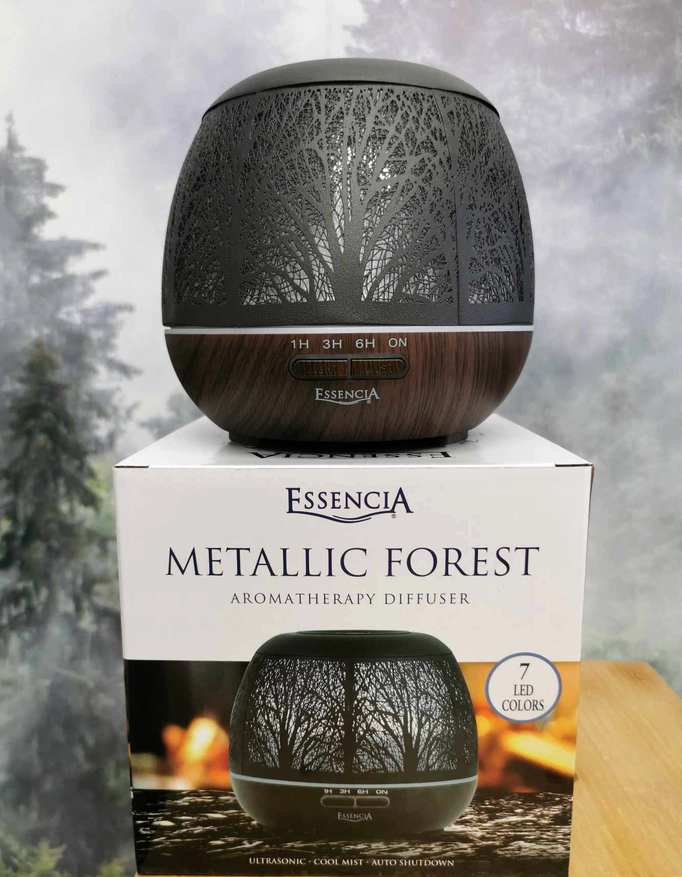 Diffuseur à huiles essentielles ultrasonique - Forêt Métallique - Essencia