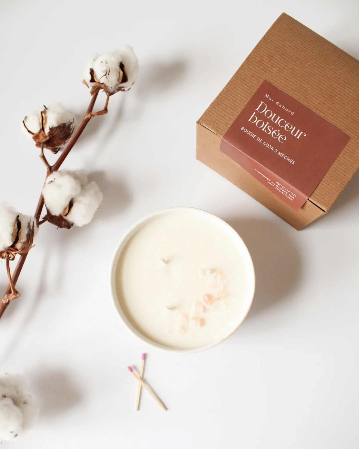 Bougie de soja 3 mèches - Douceur boisée - Moi D'abord - 420g