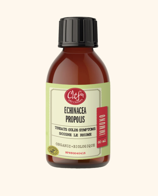Échinacéa Propolis - Soigne le rhume et les infections des voies respiratoires - Clef des champs - Glycéré sans alcool - 60ml