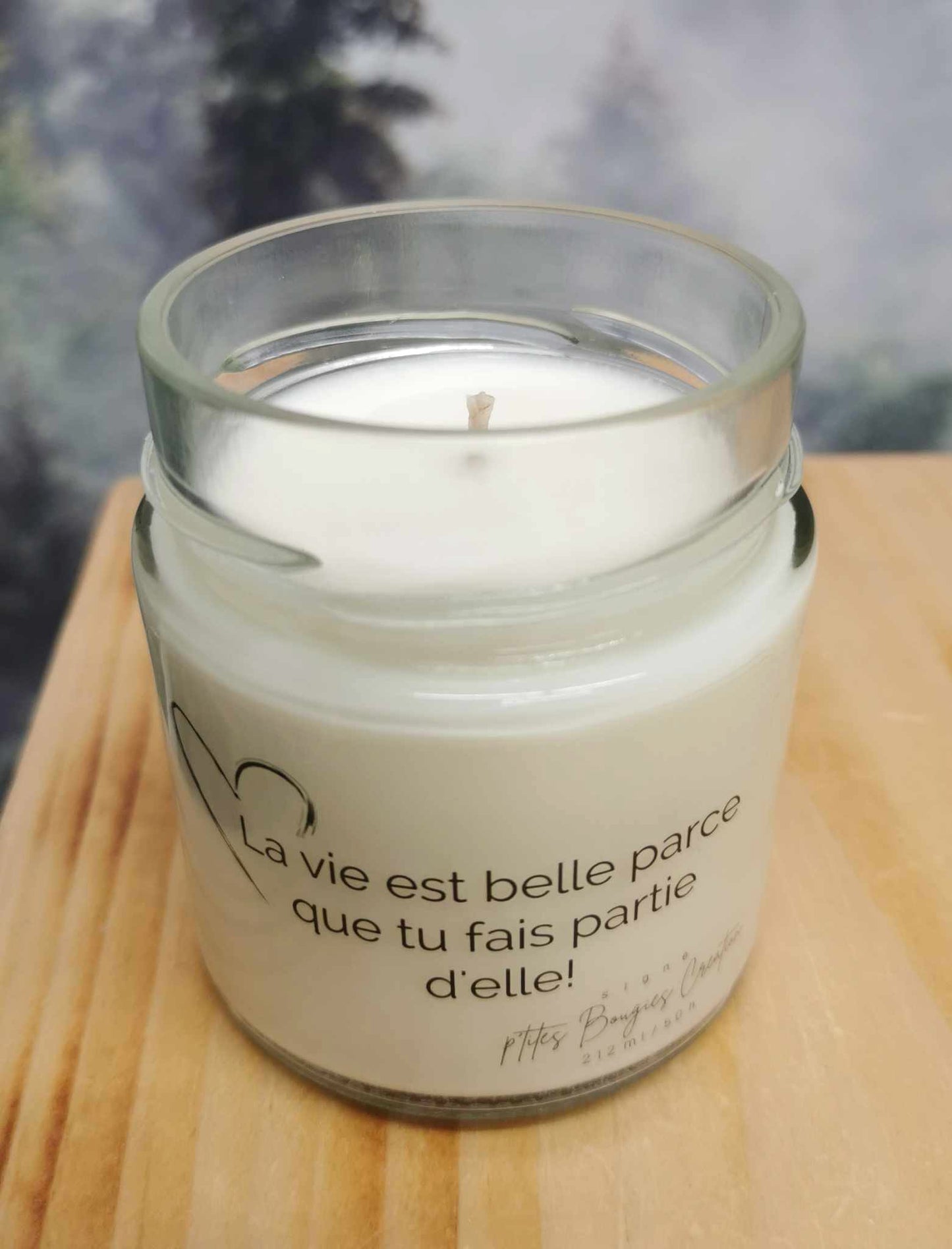 Chandelle de soya - La vie est belle parce que tu fais partie d'elle - P'tites Bougies Création