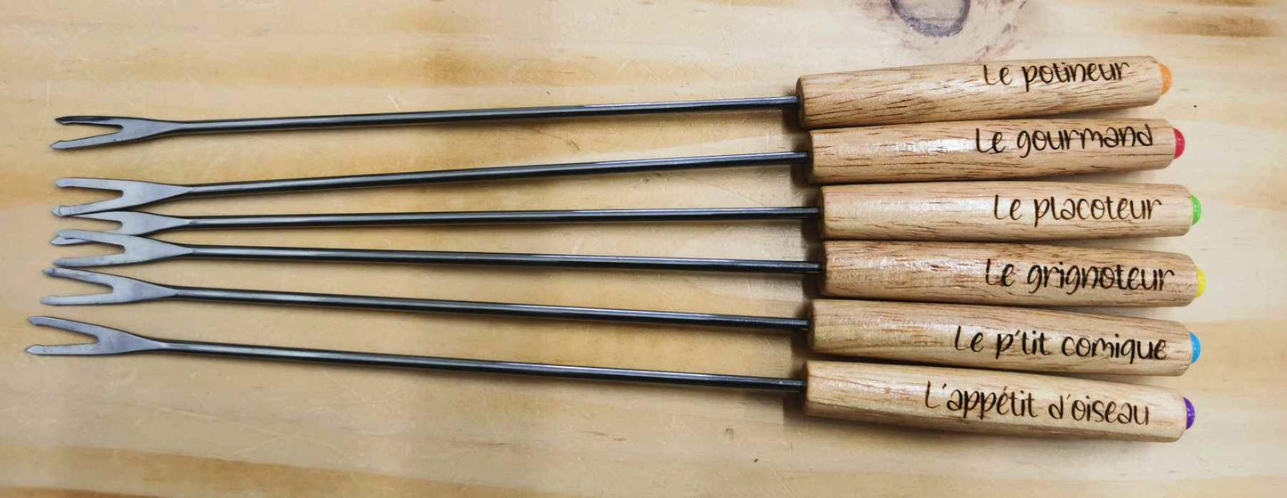 Lot de 6 fourchettes à fondue humoristiques (version masculine)